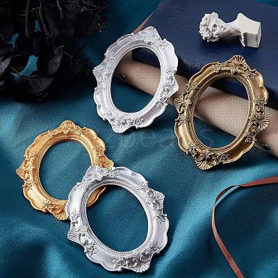 4Pcs 4 Colors Oval Retro Resin Photo Frames AJEW-FG0001-48-1