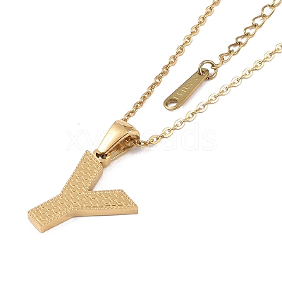 Ion Plating(IP) Initial Letter 304 Stainless Steel Pendant Necklaces NJEW-M199-01G-Y-1