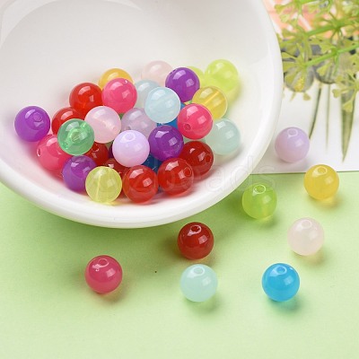 Imitation Jade Acrylic Beads SACR-S188-10mm-M-1