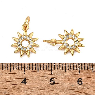 Brass Micro Pave Clear Cubic Zirconia Charms KK-F941-40C-G-1
