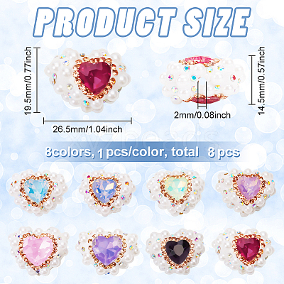7Pcs 7 Colors Polymer Clay Rhinestone with Crystal Beads FIND-FG0003-56-1