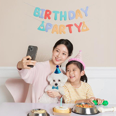 Polyester Dog Bow Ties and Birthday Hat AJEW-DR0001-60-1