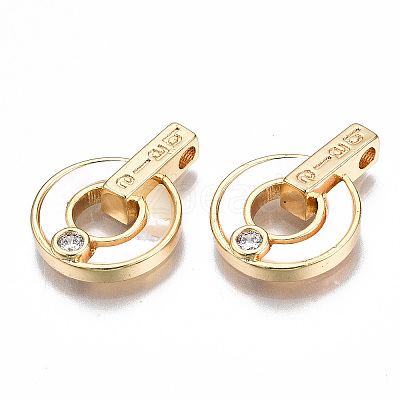 Brass Micro Pave Clear Cubic Zirconia Pendants KK-S356-316-NF-1