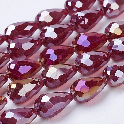 Electroplate Glass Beads Strands X-EGLA-D015-15x10mm-28-1