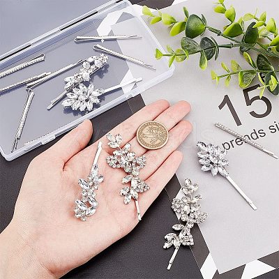 14Pcs 4 Style Alloy Rhinestone Hair Bobby Pins MRMJ-CA0001-36-1