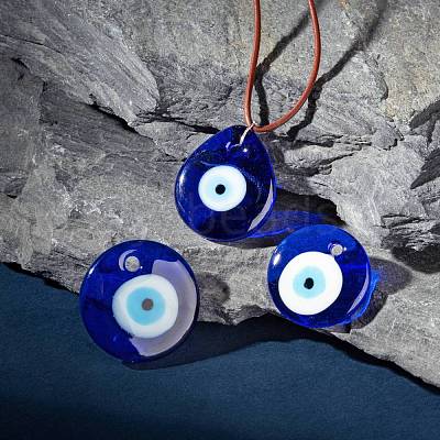 12Pcs 3 Style Handmade Lampwork Evil Eye Pendants LAMP-LS0001-15-1