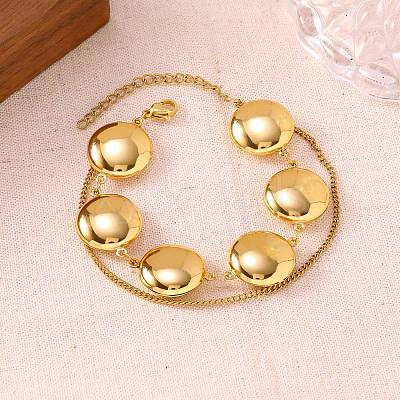 304 Stainless Steel Link Chain & Curb Chain Multi-strand Bracelets for Women BJEW-H641-01C-G-1