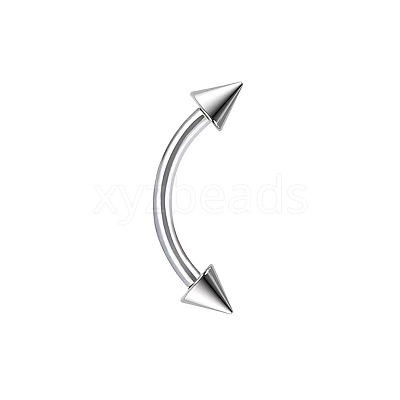 Titanium Alloy Curved Barbells Eyebrow Rings with Spikes WGE70A8-12-1