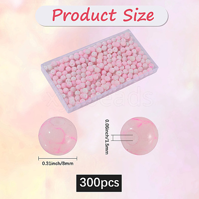 3Strands Baking Paint Glass Round Bead Strands DGLA-LT0001-02A-1