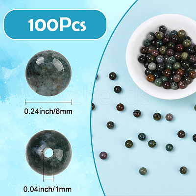 100Pcs Natural Indian Agate Beads G-SP0001-20B-1