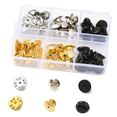 56Pcs 5 Style Brass & Alloy & Silicone Lapel Pin Back Kits DIY-YW0008-35-1