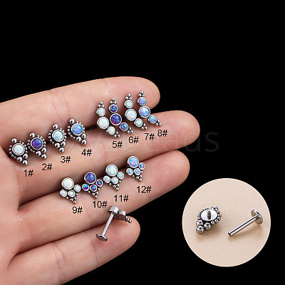 316L Surgical Stainless Steel & Synthetic Opal Internally Threaded Labrets WG2D237-09-1