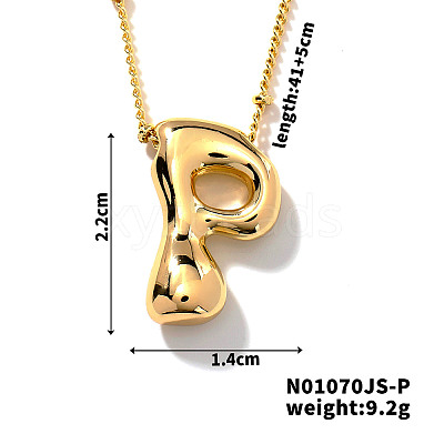 Simple and Stylish Brass Letter Pendant Satellite Chain Necklaces for Women Men GF2554-16-1