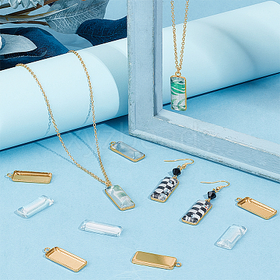 DIY Rectangle Pendant Making Kits DIY-SC0033-98-1