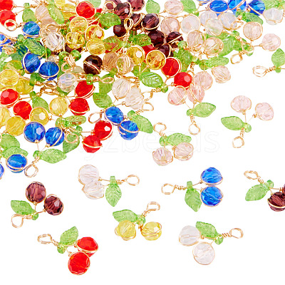 60Pcs 6 Colors Glass Pendants PALLOY-TA00249-1