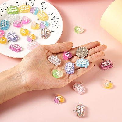 30Pcs 15 Styles Transparent Resin Pendants RESI-CW0001-21-1