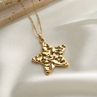 304 Stainless Steel Textured Pendant Necklaces for Women WG28923-02-1