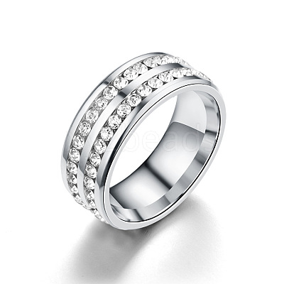 201 Stainless Steel Rhinestone Finger Ring FS-WGE7DD5-05-1