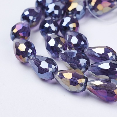 Electroplate Glass Beads Strands EGLA-D015-15x10mm-07-1