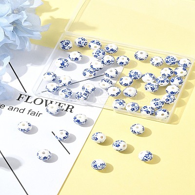 50Pcs Handmade Blue and White Porcelain Beads PORC-FS0001-07-1