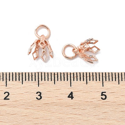 Flower Rack Plating Brass Filigree Bead Cap Bails KK-L102-27RG-1