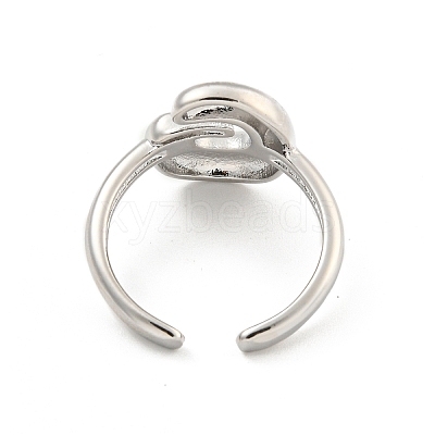 Brass Letter Open Cuff Rings for Women RJEW-G313-01G-P-1
