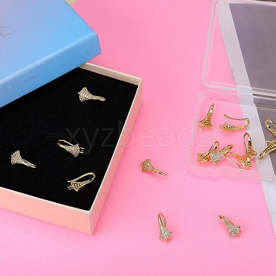 10 Pair Brass Micro Pave Clear Cubic Zirconia Earring Hooks ZIRC-SZ0005-01-1