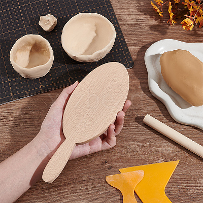 Handmade Wooden Clay Cup Paddle WOOD-WH0029-114-1