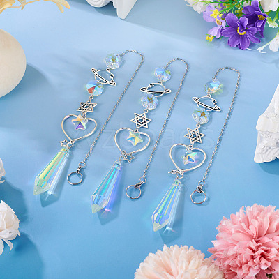 3Pcs Alloy Planet Star Hanging Ornaments HJEW-TA00368-1