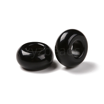 Natural Black Obsidian European Beads G-G740-14x8mm-34-1