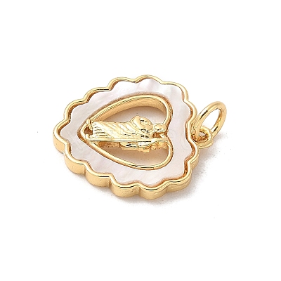 Brass Pave Natural White Shell Religion Pendants KK-S522-23G-B-1