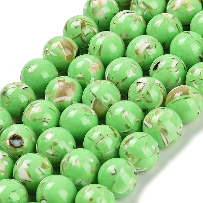 Assembled Synthetic Stone and Trochus Shell Beads Strands G-B128-08D-07-1