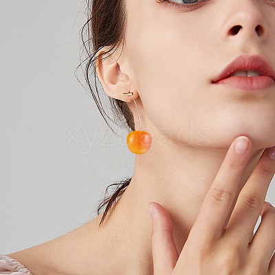 4Pair 4 Colors Lifelike Cherry Dangle Stud Earrings EJEW-SZ0001-54-1