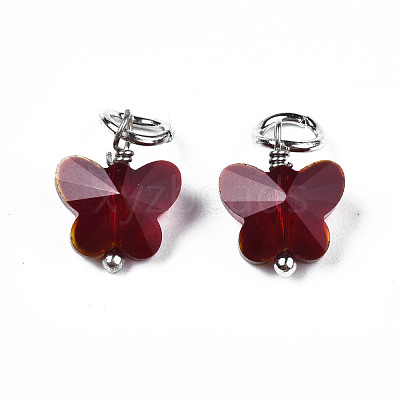 Faceted Transparent Glass Charms GLAA-T024-06H-1