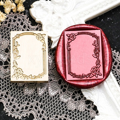 Rectangle Flower Frame Brass Stamp Heads AJEW-M037-04G-04-1
