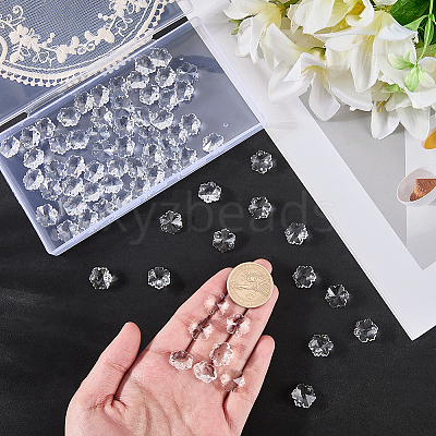 80Pcs Transparent Faceted Glass Connector Charms GLAA-SP0001-88C-01-1