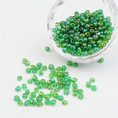 Transparent Rainbow Colours Round Glass Seed Beads X-SEED-A007-4mm-167-1