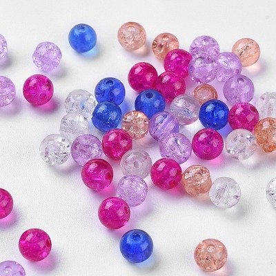 Baking Paint Crackle Glass Beads DGLA-X0006-6mm-06-1