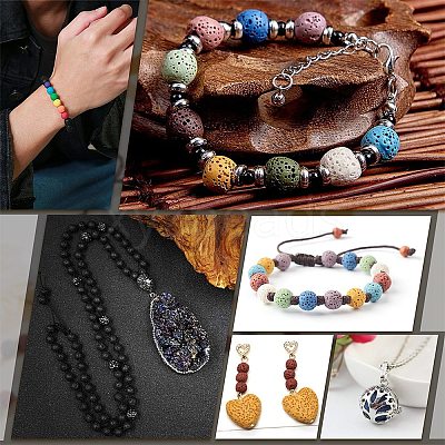 Synthetic Lava Rock Beads Strands X-G-S247-8mm-08-1-1