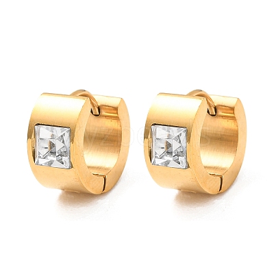 304 Stainless Steel & Clear Cubic Zirconia Chunky Hoop Earrings for Women EJEW-K302-13G-1