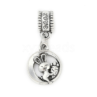 Rack Plating Brass European Dangle Charms KK-R200-09AS-03-1