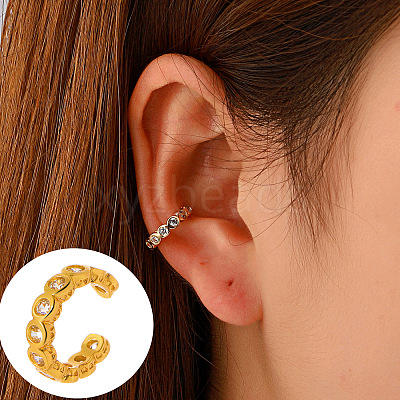 Brass Rhinestone Cuff Earrings WGCA6F2-08-1