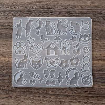 Cat Shape Theme DIY Pendant Silicone Molds DIY-F161-01A-1