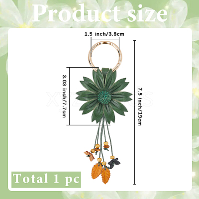 Leather and Alloy Keychain HJEW-WH20022-04B-02-1