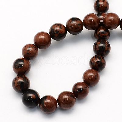 Natural Mahogany Obsidian Round Beads Strands G-S163-10mm-1