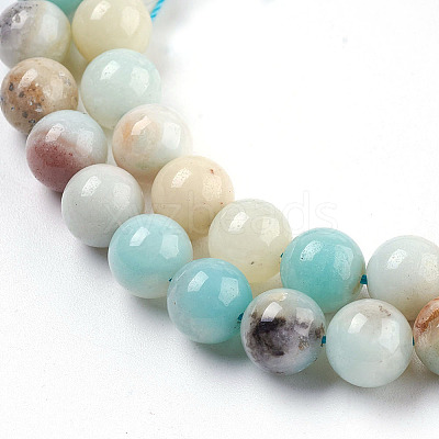 Natural Flower Amazonite Beads Strand G-E487-49-6MM-1