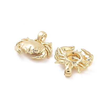 Crab Rack Plating Brass Charms KK-G512-15G-1