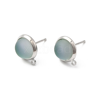 Brass Glass Stud Earrings KK-F916-05P-1