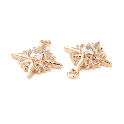 Brass Micro Pave Clear Cubic Zirconia Charms KK-G418-09G-1