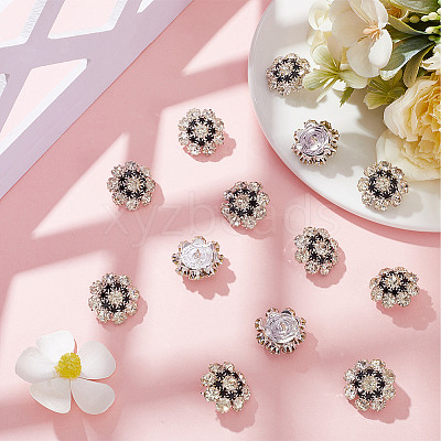16Pcs 1-Hole Alloy Rhinestone Shank Buttons BUTT-GF0003-60-1